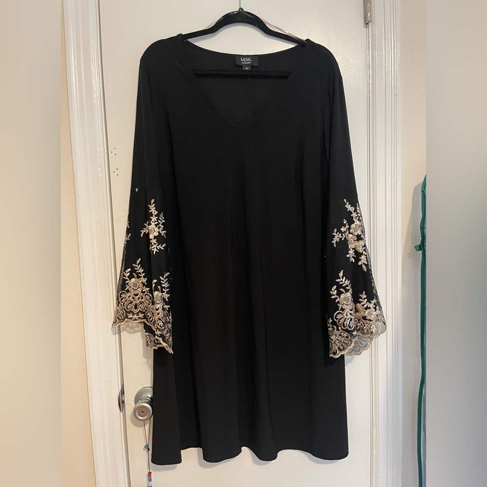 Embellished Bell-Sleeved Dress